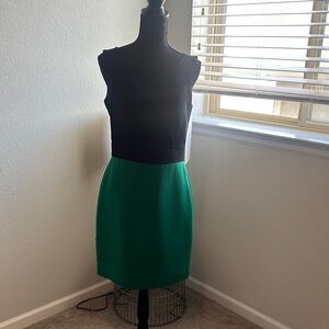 Banana Republic Black & Emerald Green Sleeveless Sheath Dress
